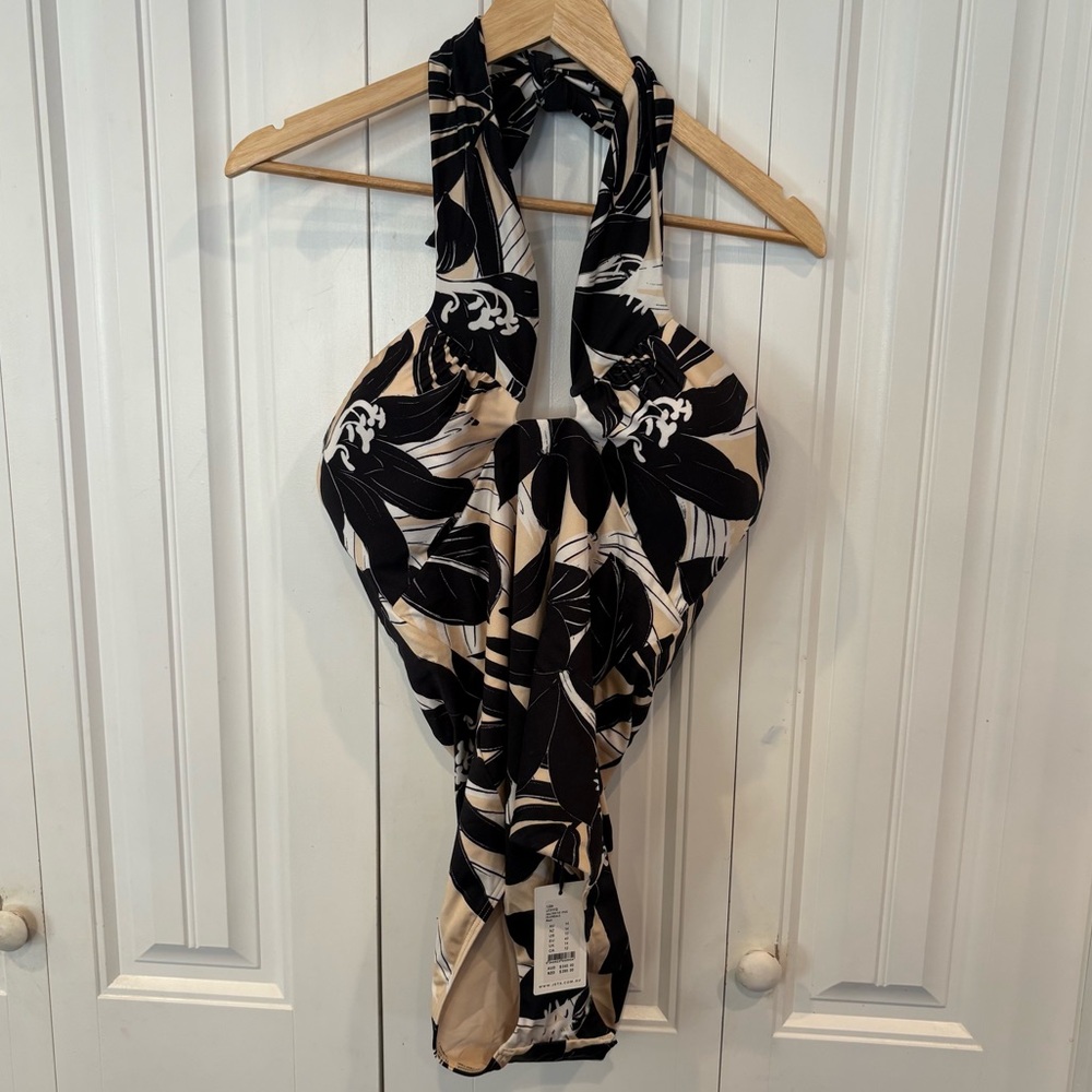 Jets Tan And Black Floral One Piece Swimsuit Size 10‎